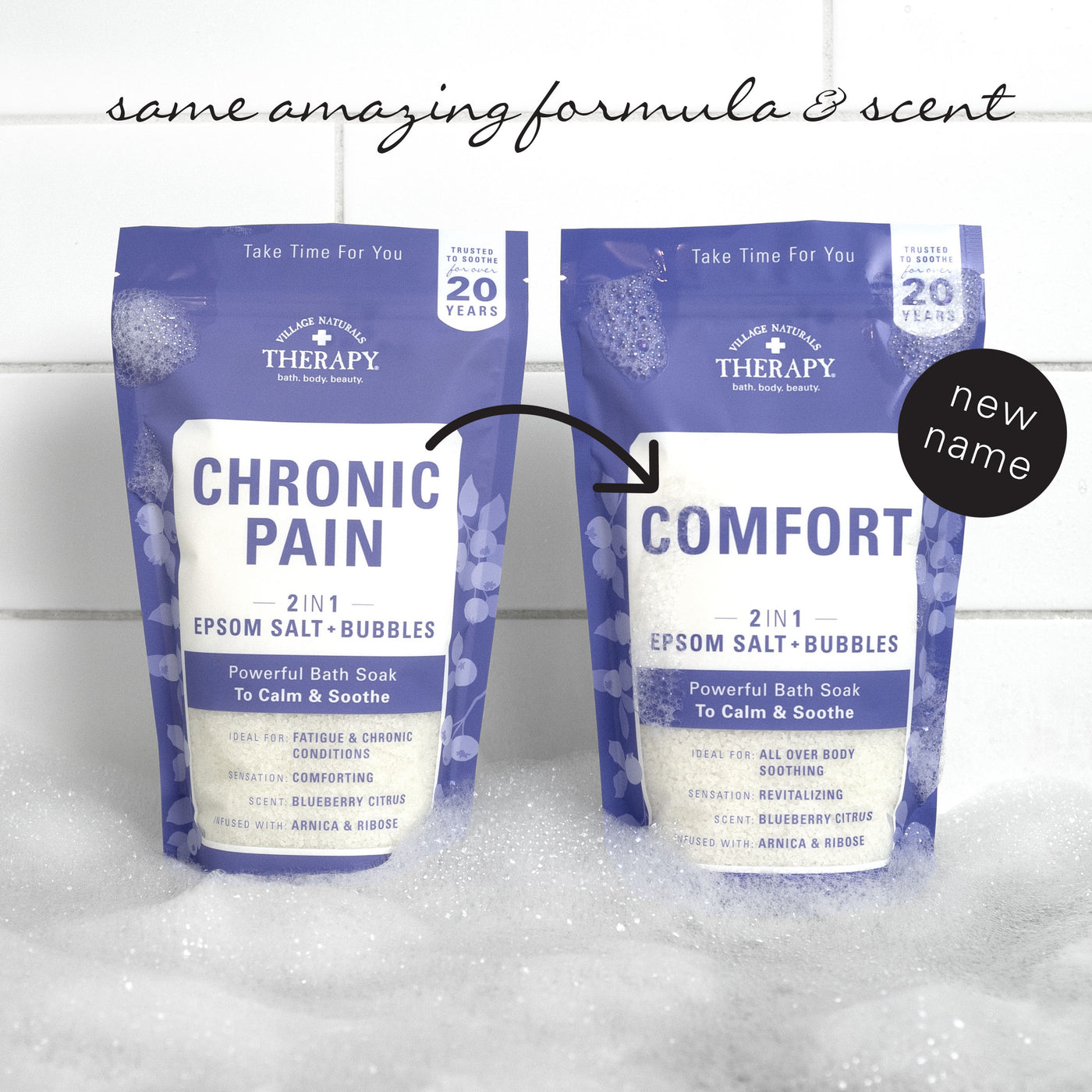 Village Naturals Therapy Chronic Pain Epsom Salt and Bubbles Bath Soak