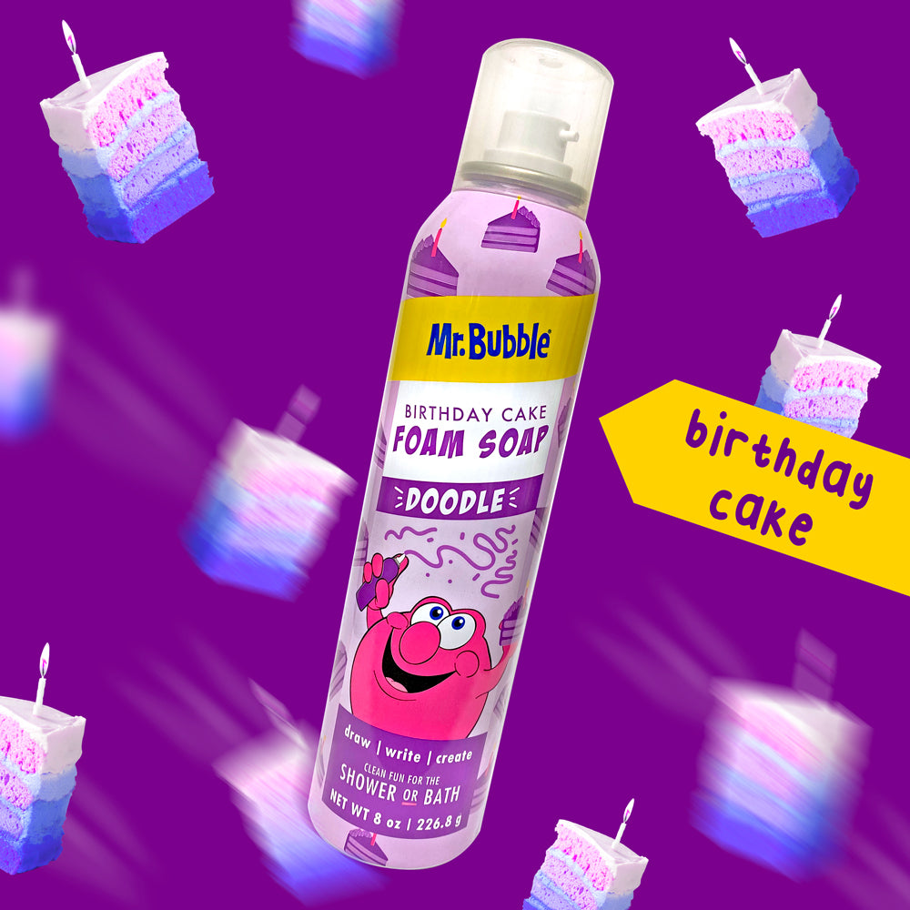 Mr. Bubble Doodle Foam Soap Birthday Cake