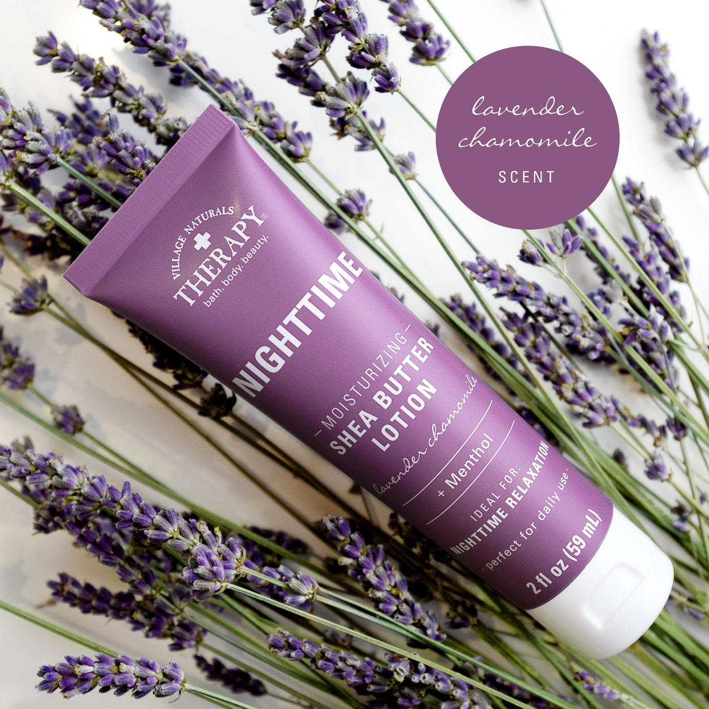 Village Naturals Therapy Nighttime Moisturizing Shea Butter Lotion Lavender Chamomile