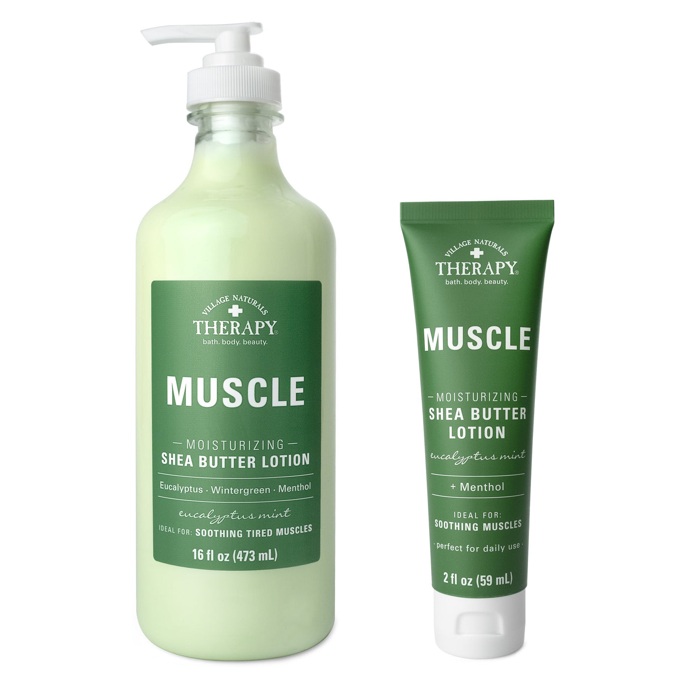 Village Naturals Therapy Muscle Moisturizing Shea Butter Lotion Eucalyptus Mint