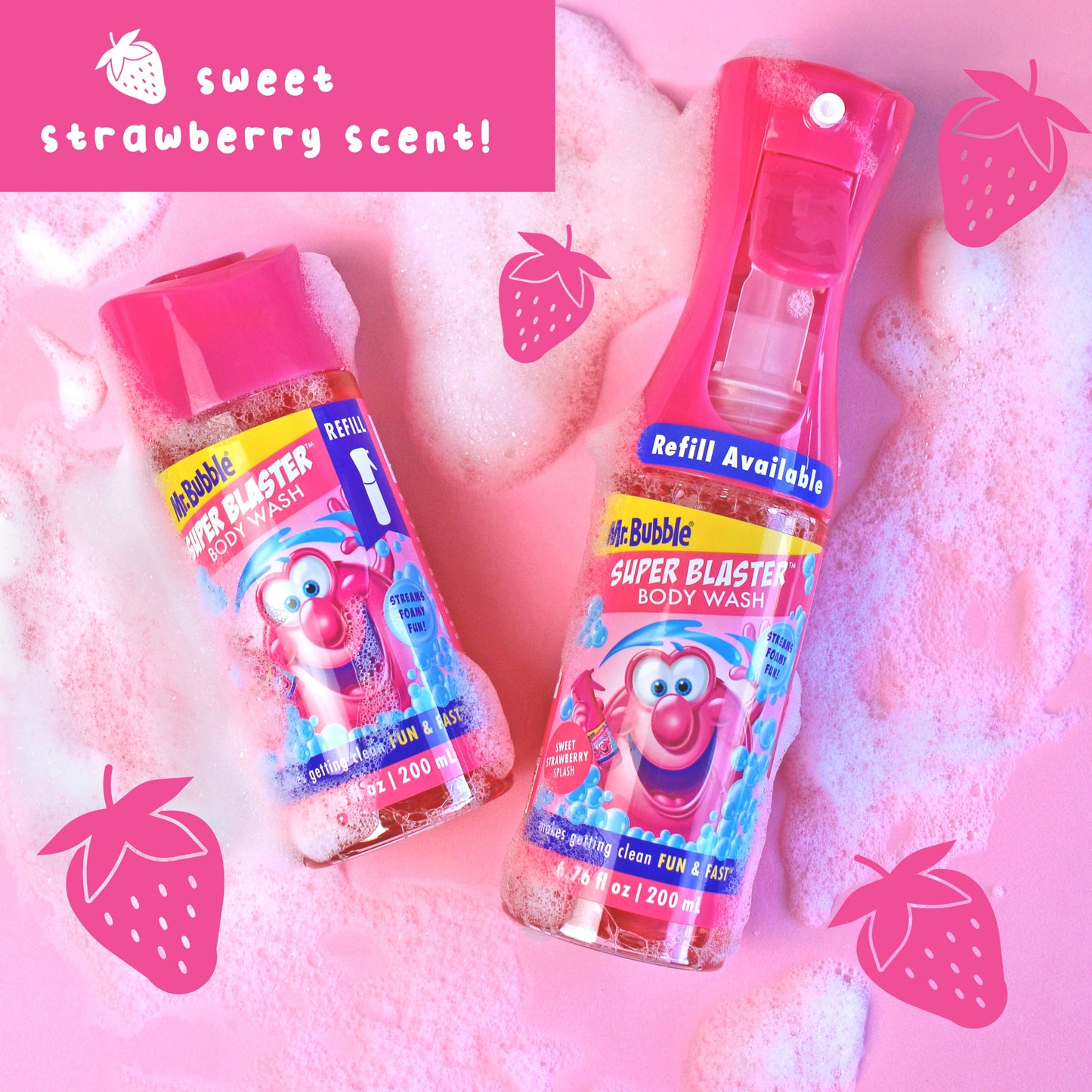 Mr. Bubble Super Blaster Body Wash Refill Sweet Strawberry Splash
