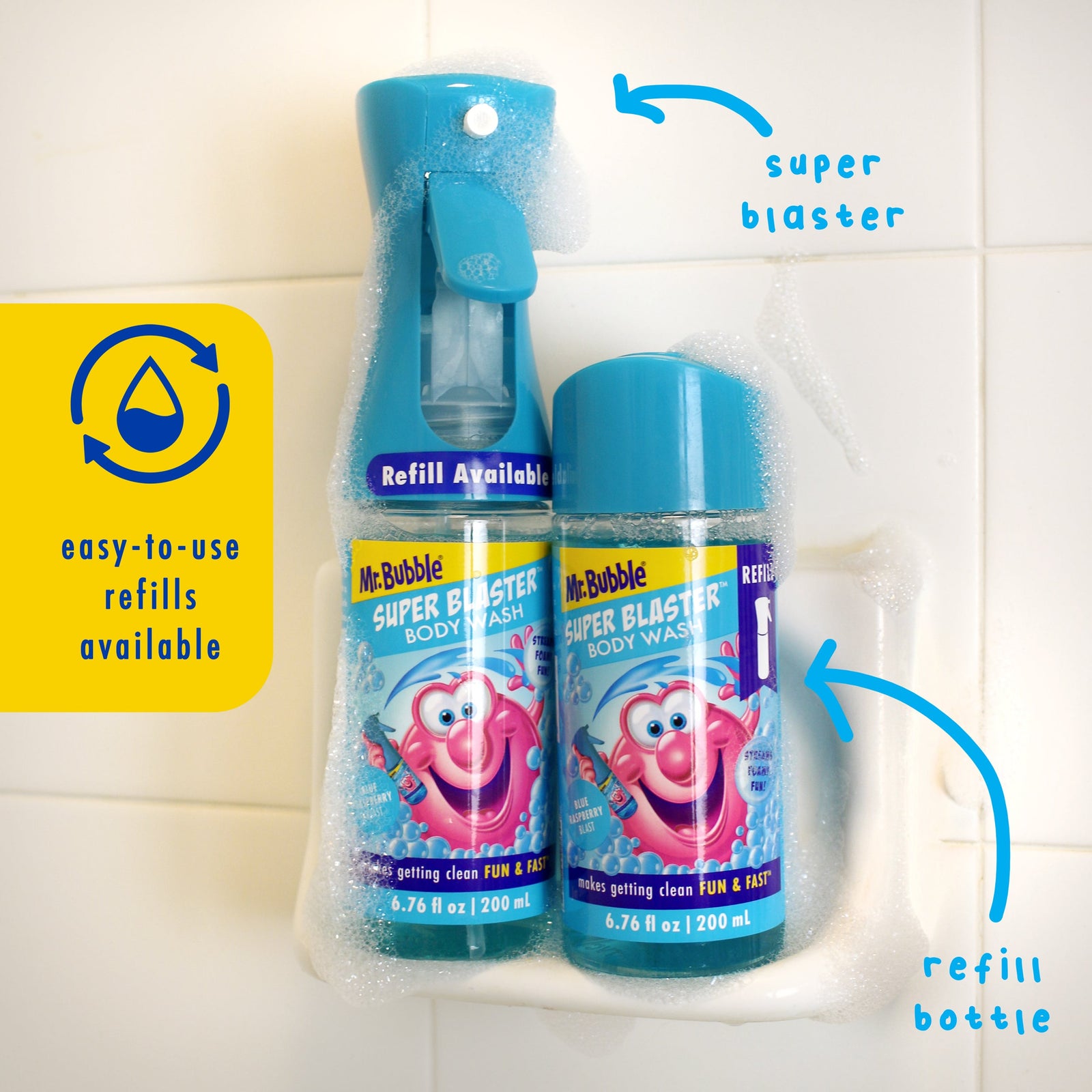 Mr. Bubble Super Blaster Body Wash Refill Blue Raspberry Blast