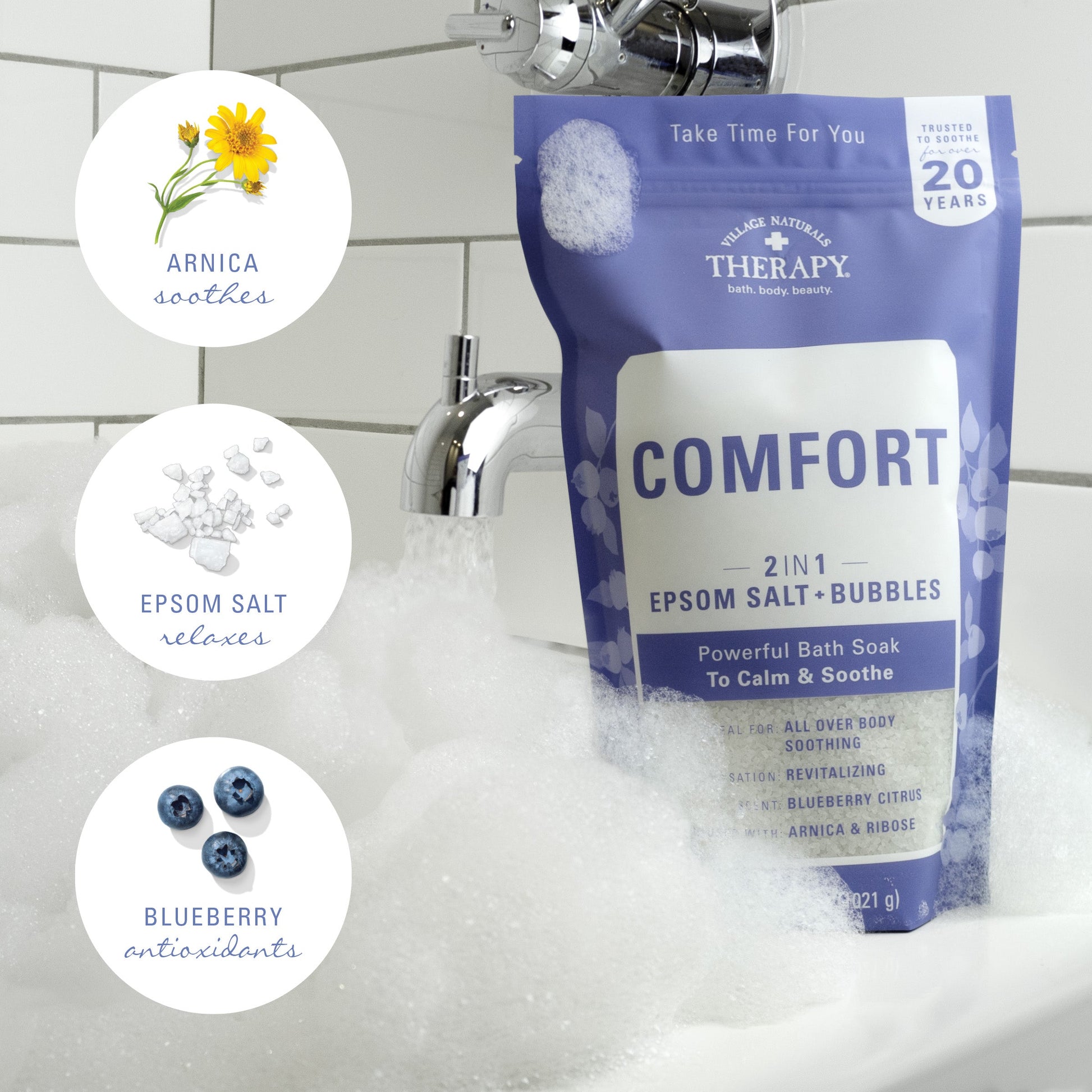 Village Naturals Therapy Comfort Epsom Salt and Bubbles Bath Soak