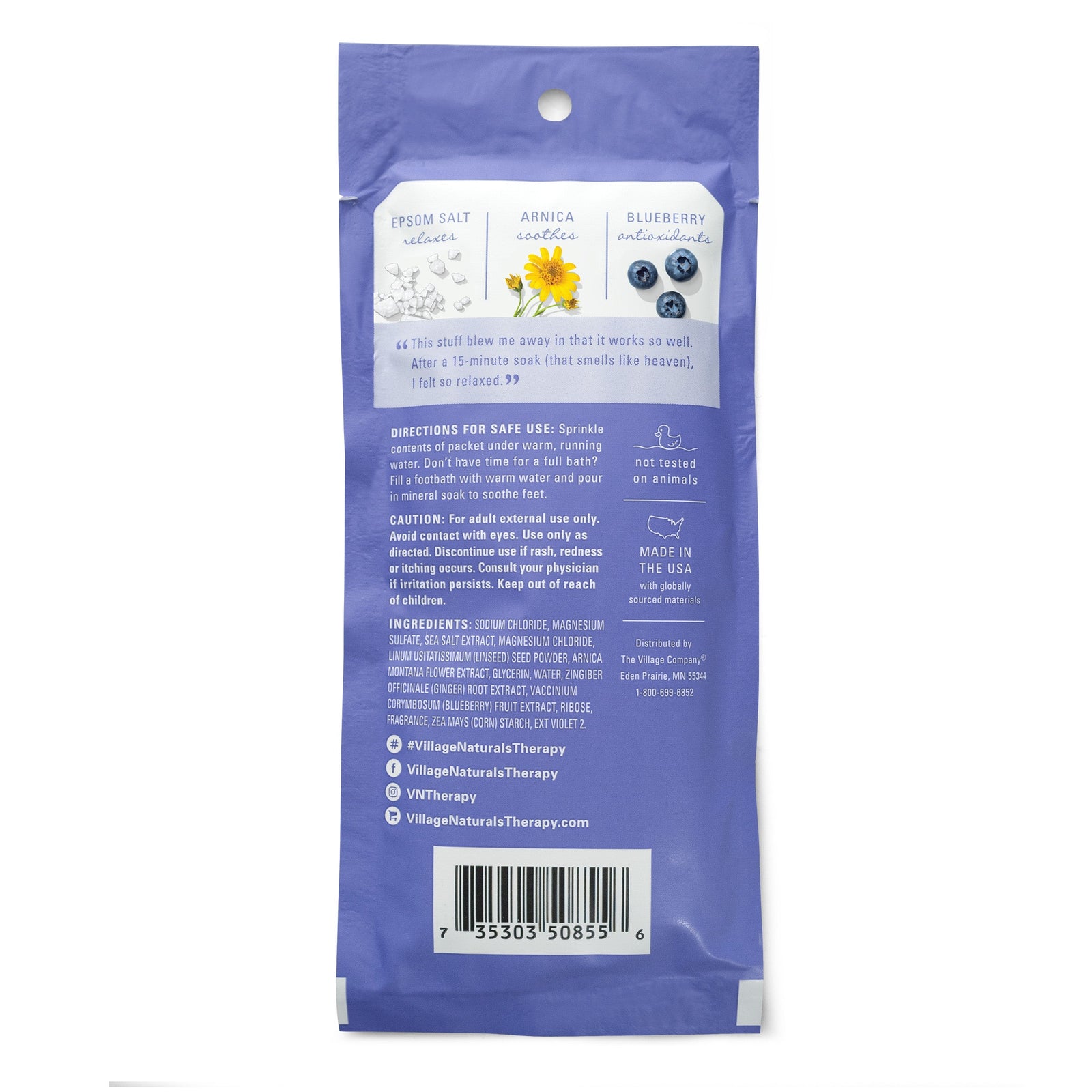 Village Naturals Therapy Comfort Concentrated Mineral Soak Packet 2 oz