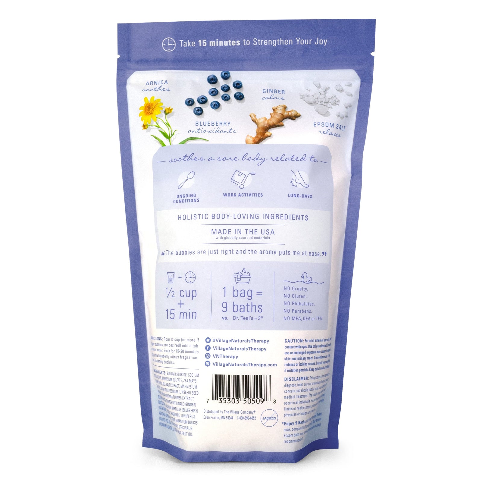 Village Naturals Therapy Comfort Epsom Salt and Bubbles Bath Soak