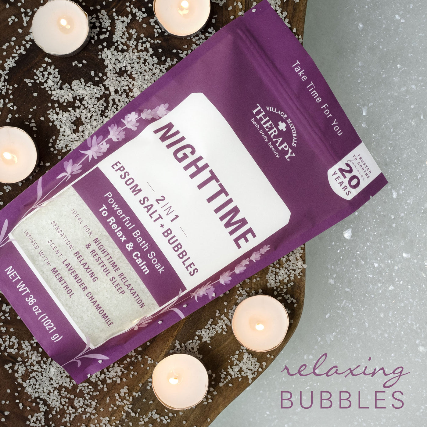 Village Naturals Therapy Nighttime Relief Foaming Epsom Bath Soak