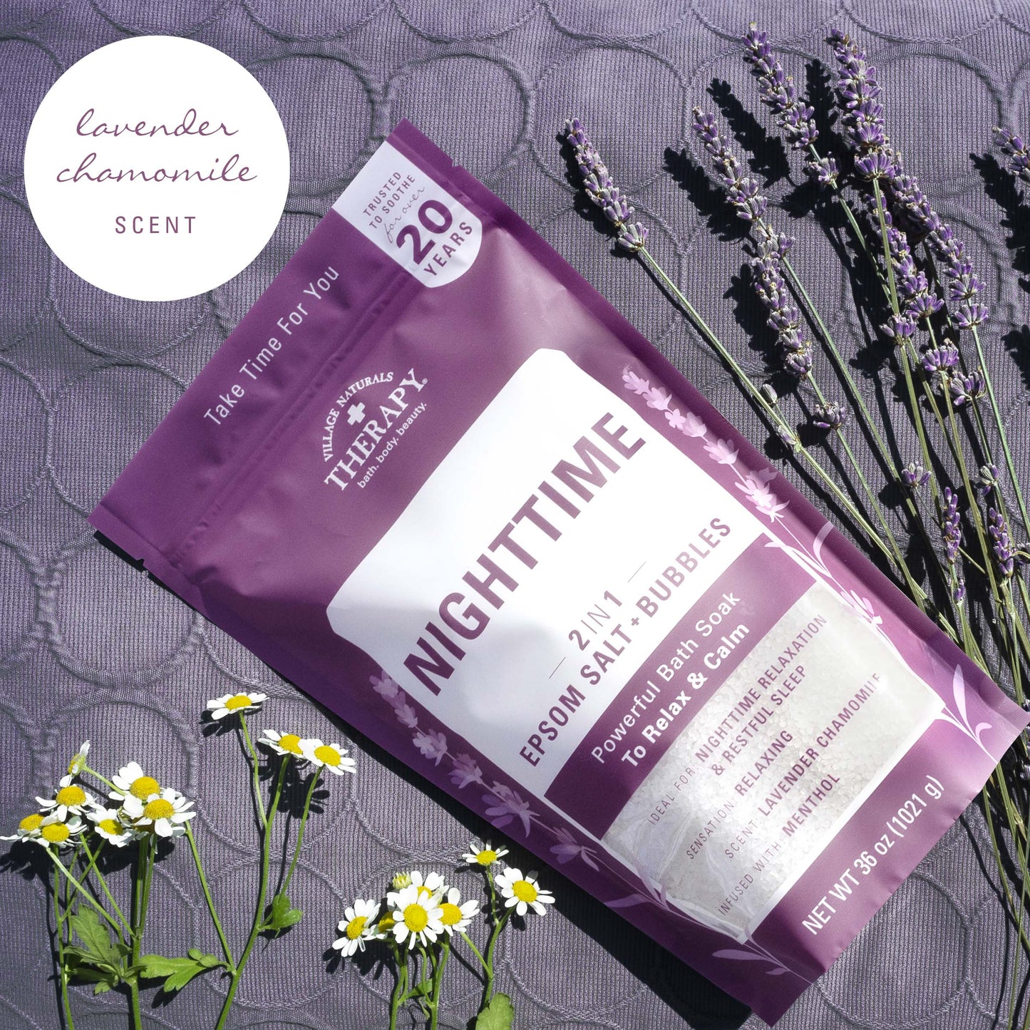 Village Naturals Therapy Nighttime Relief Foaming Epsom Bath Soak