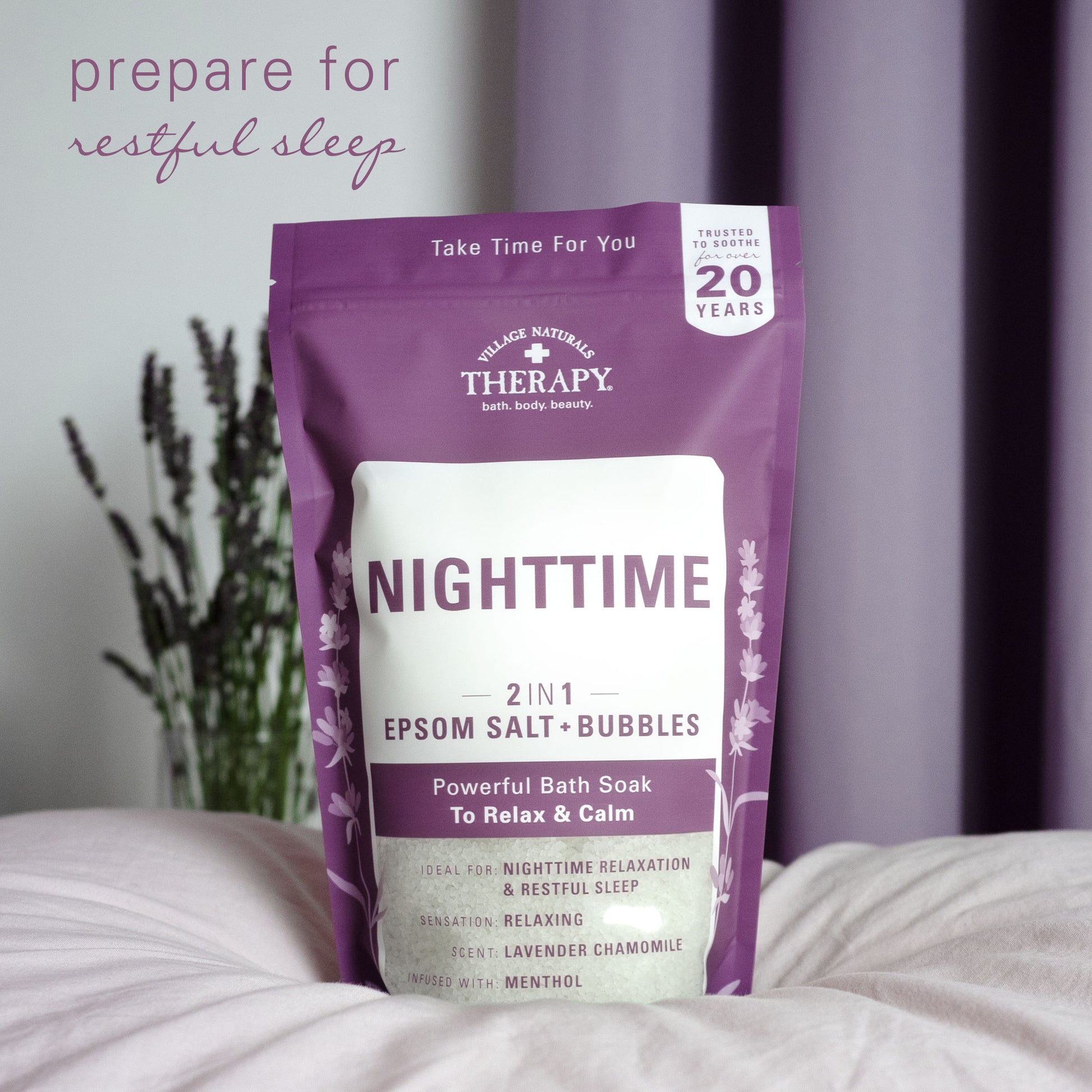Village Naturals Therapy Nighttime Relief Foaming Epsom Bath Soak
