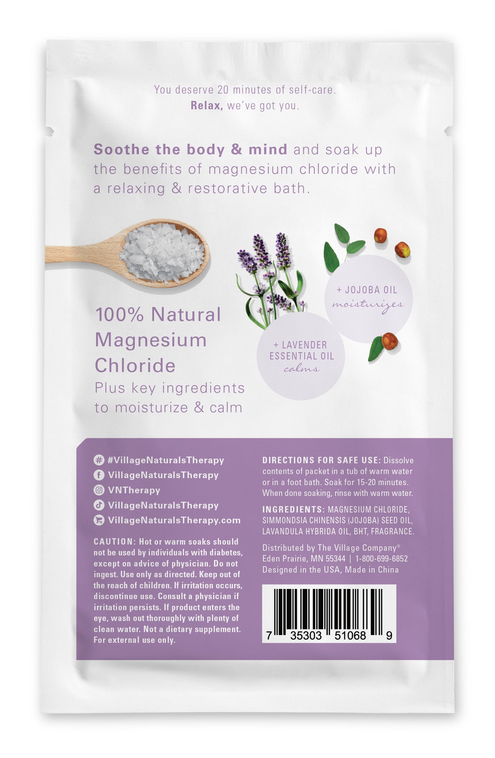 Village Naturals Therapy Calm Magnesium Bath Flakes 4.5 oz.