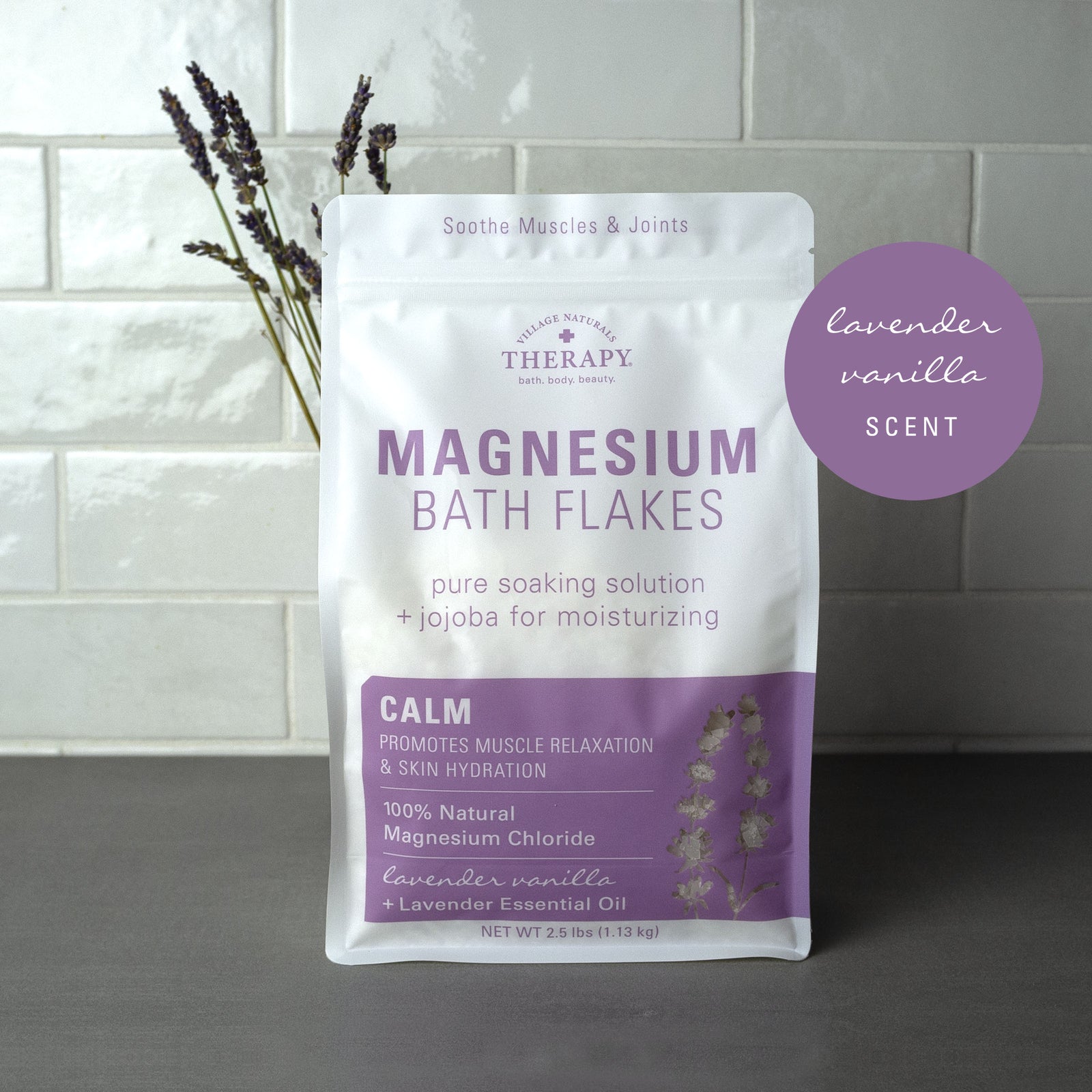Village Naturals Therapy Calm Magnesium Bath Flakes 2.5 lb.