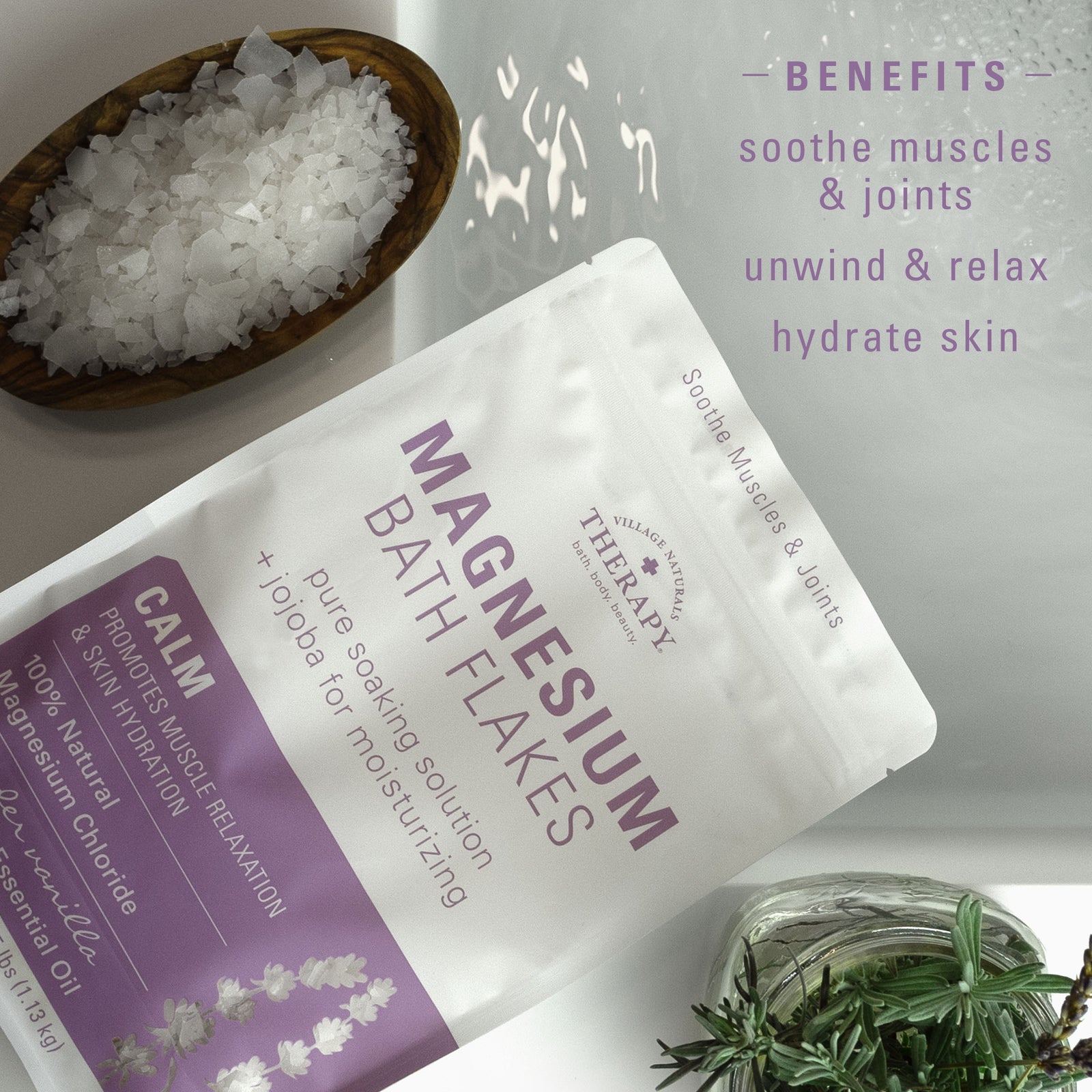 Village Naturals Therapy Calm Magnesium Bath Flakes 2.5 lb.