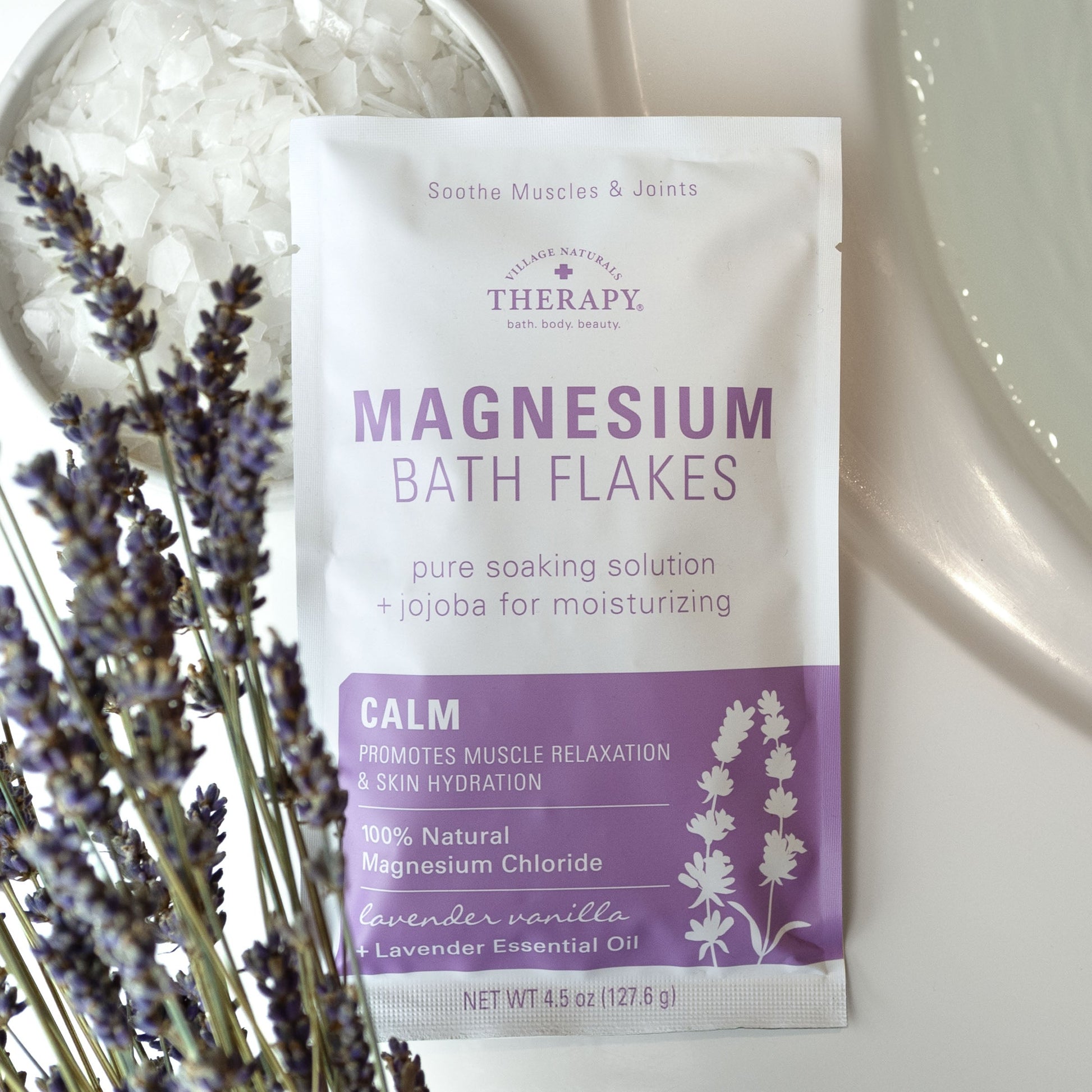 Village Naturals Therapy Calm Magnesium Bath Flakes 4.5 oz.