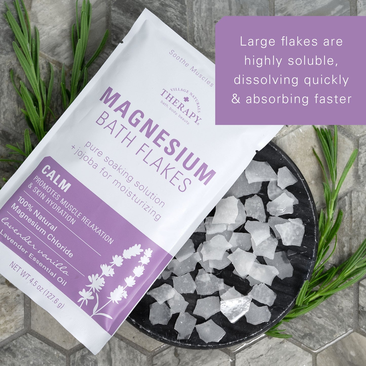 Village Naturals Therapy Calm Magnesium Bath Flakes 4.5 oz.