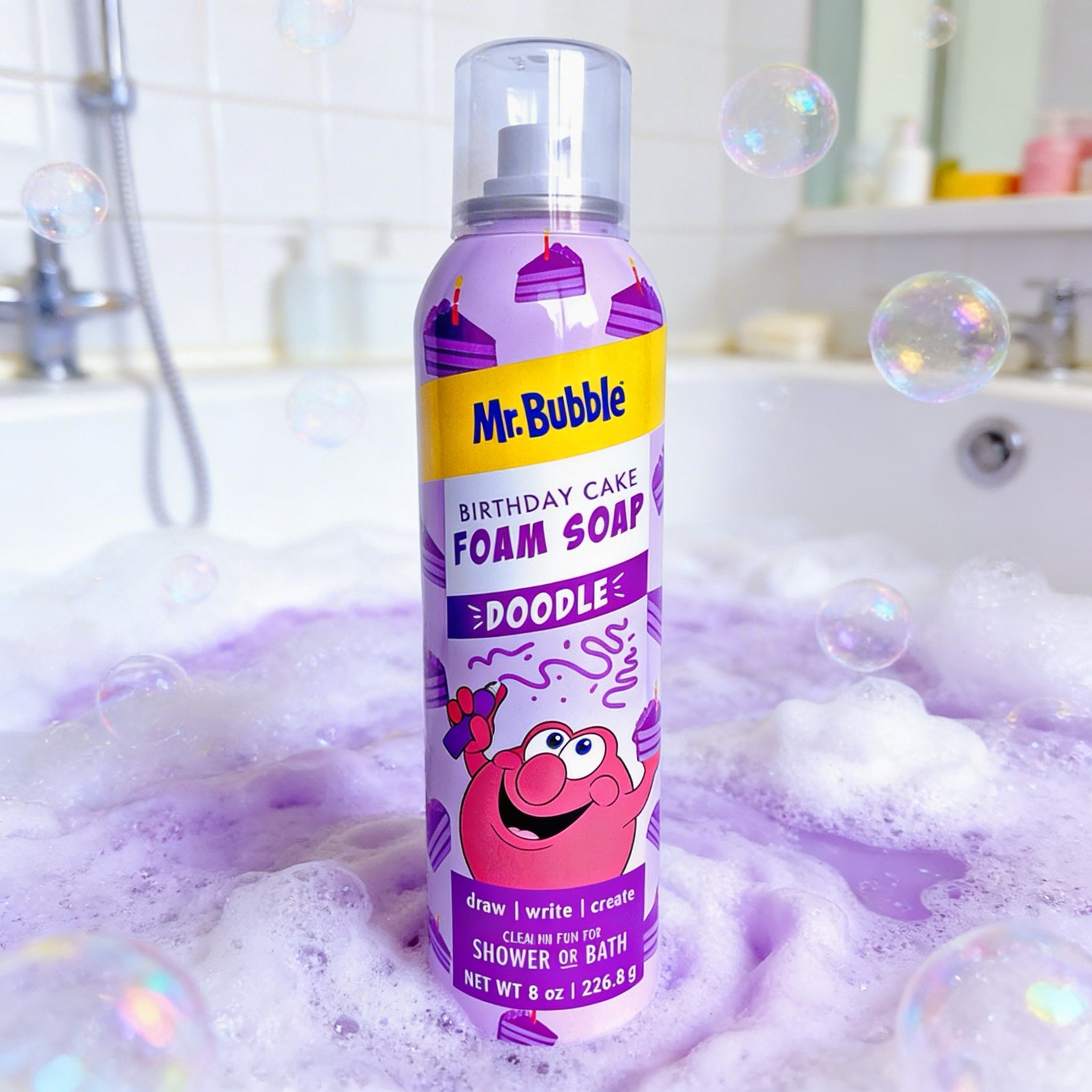 Mr. Bubble Doodle Foam Soap Birthday Cake