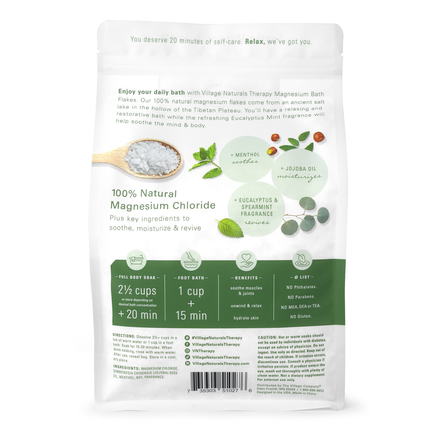 Village Naturals Therapy Muscle Magnesium Bath Flakes 2.5 lb.