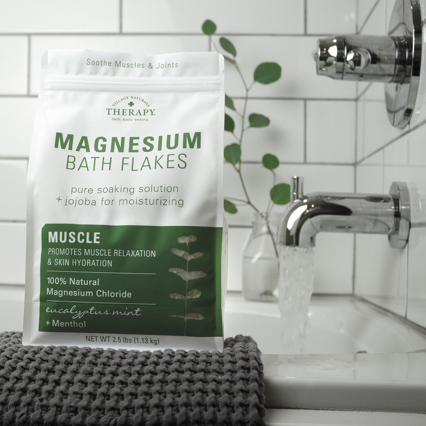 Village Naturals Therapy Muscle Magnesium Bath Flakes 2.5 lb.