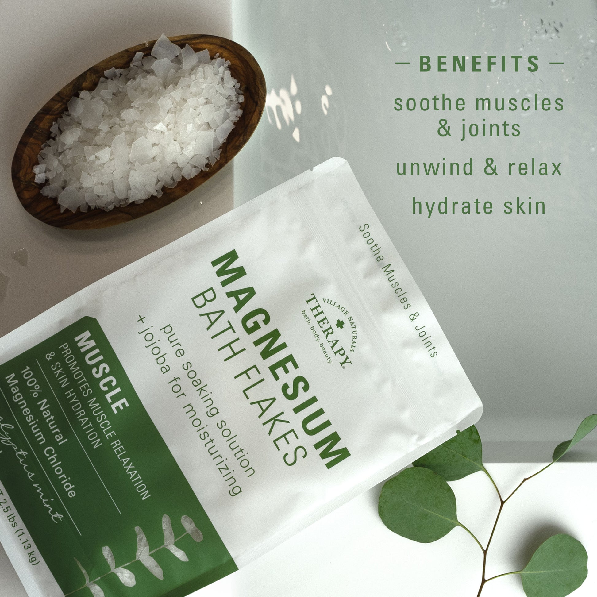 Village Naturals Therapy Muscle Magnesium Bath Flakes 2.5 lb.