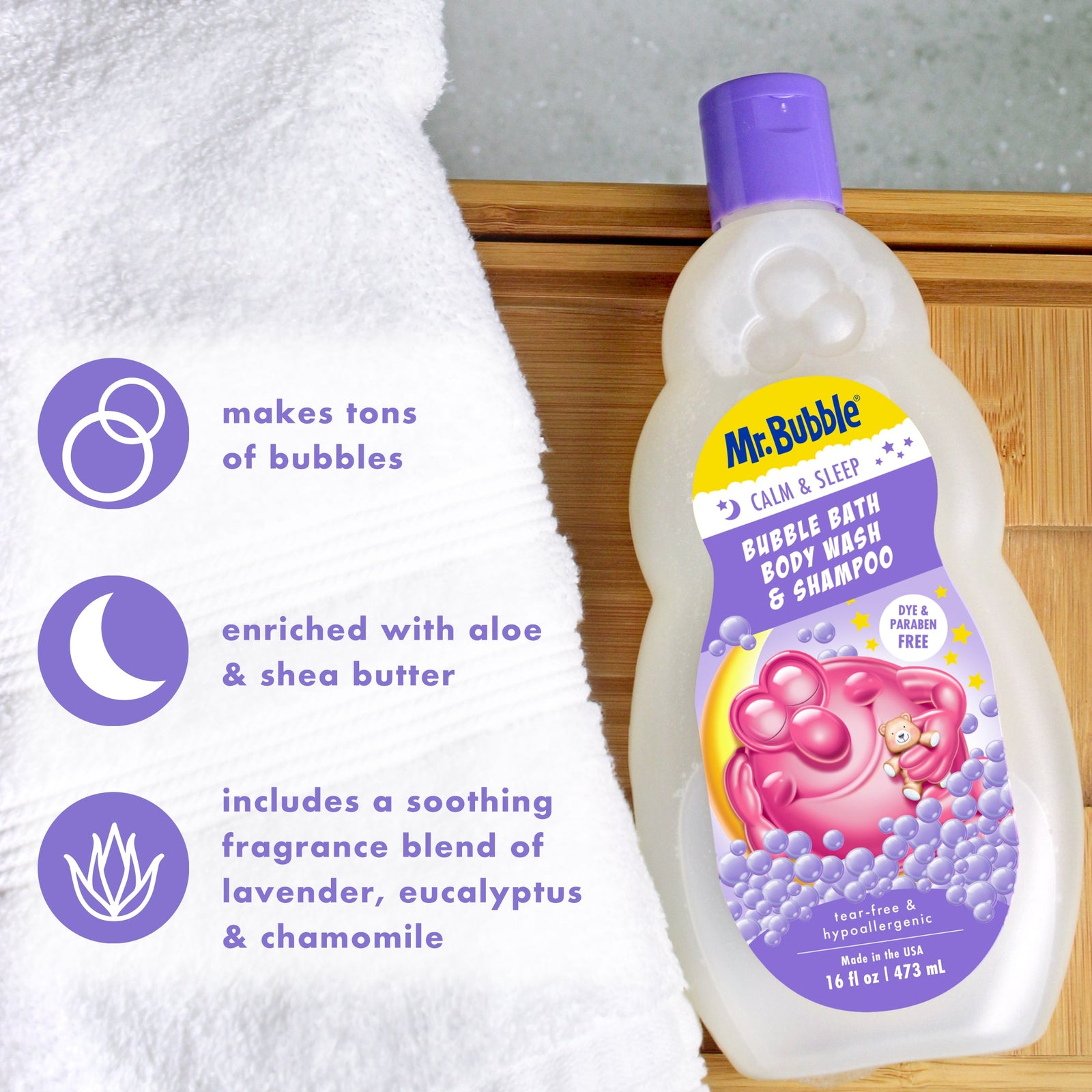Calm & Sleep 3-in-1 Bubble Bath, Body Wash & Shampoo