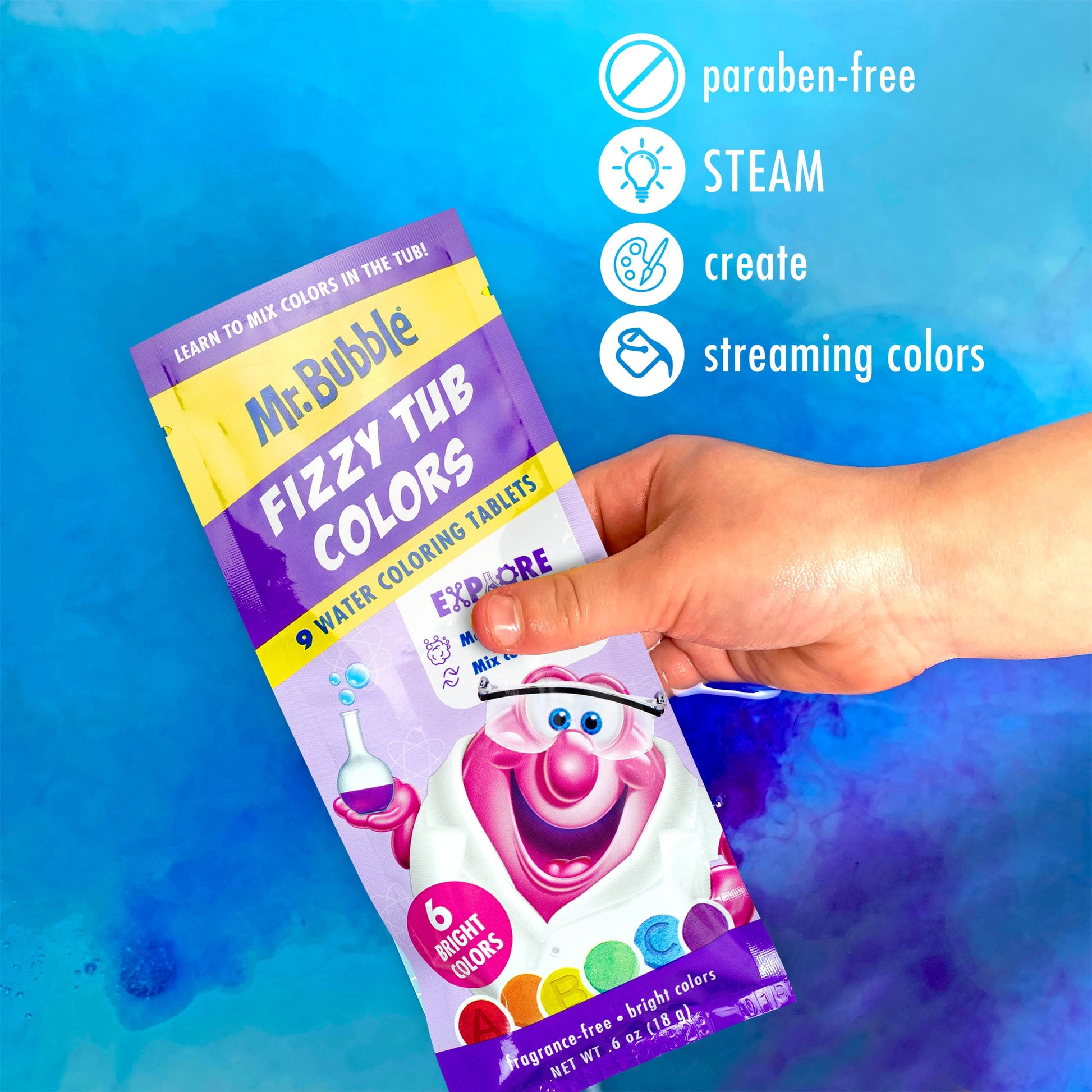 Mr. Bubble Fizzy Tub Colors 9 ct packet