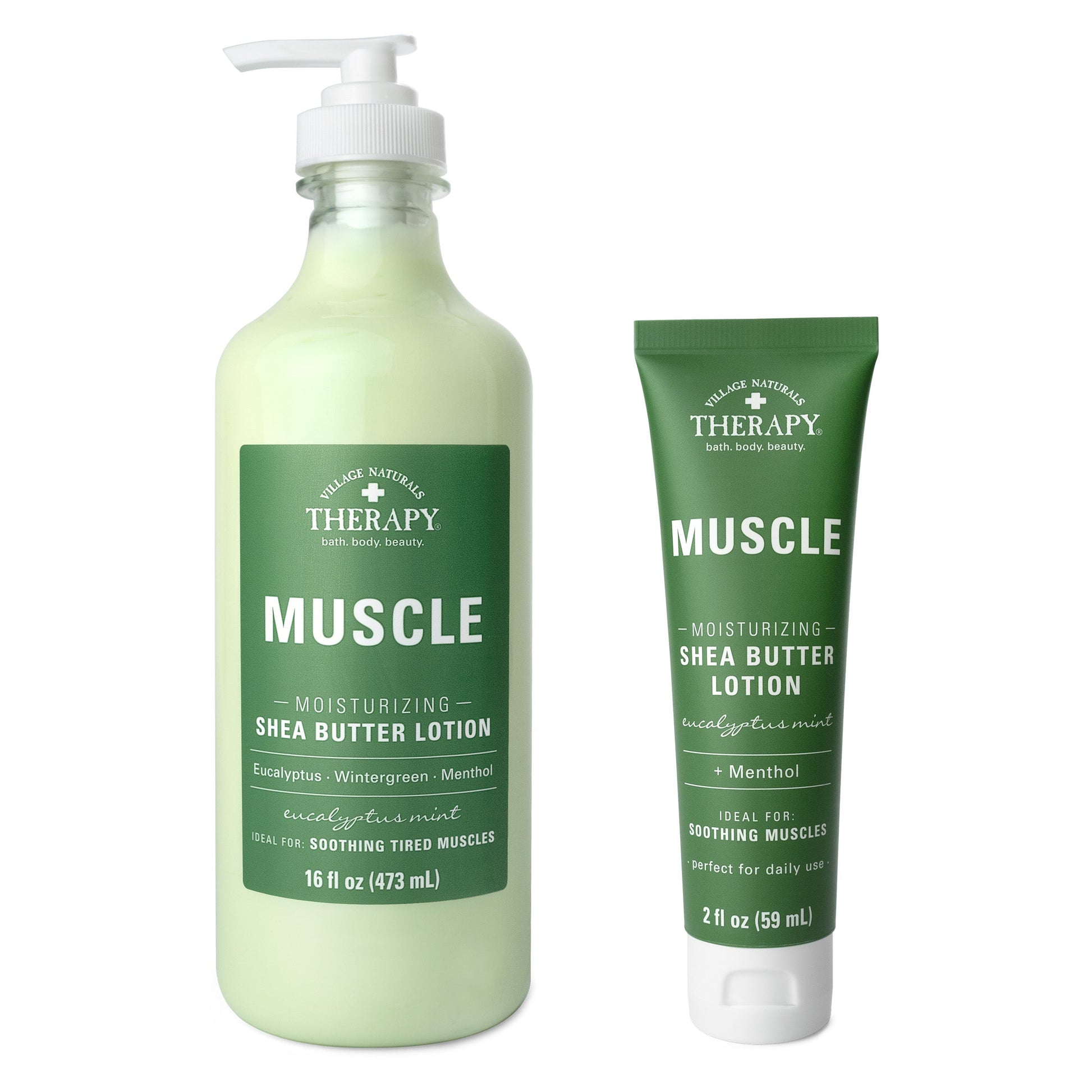 Village Naturals Therapy Muscle Moisturizing Shea Butter Lotion Eucalyptus Mint