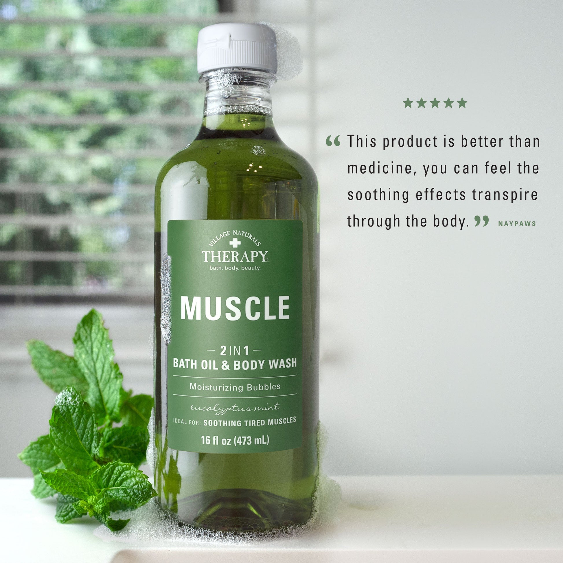 Village Naturals Therapy Muscle Relief Foaming Bath Oil & Body Wash