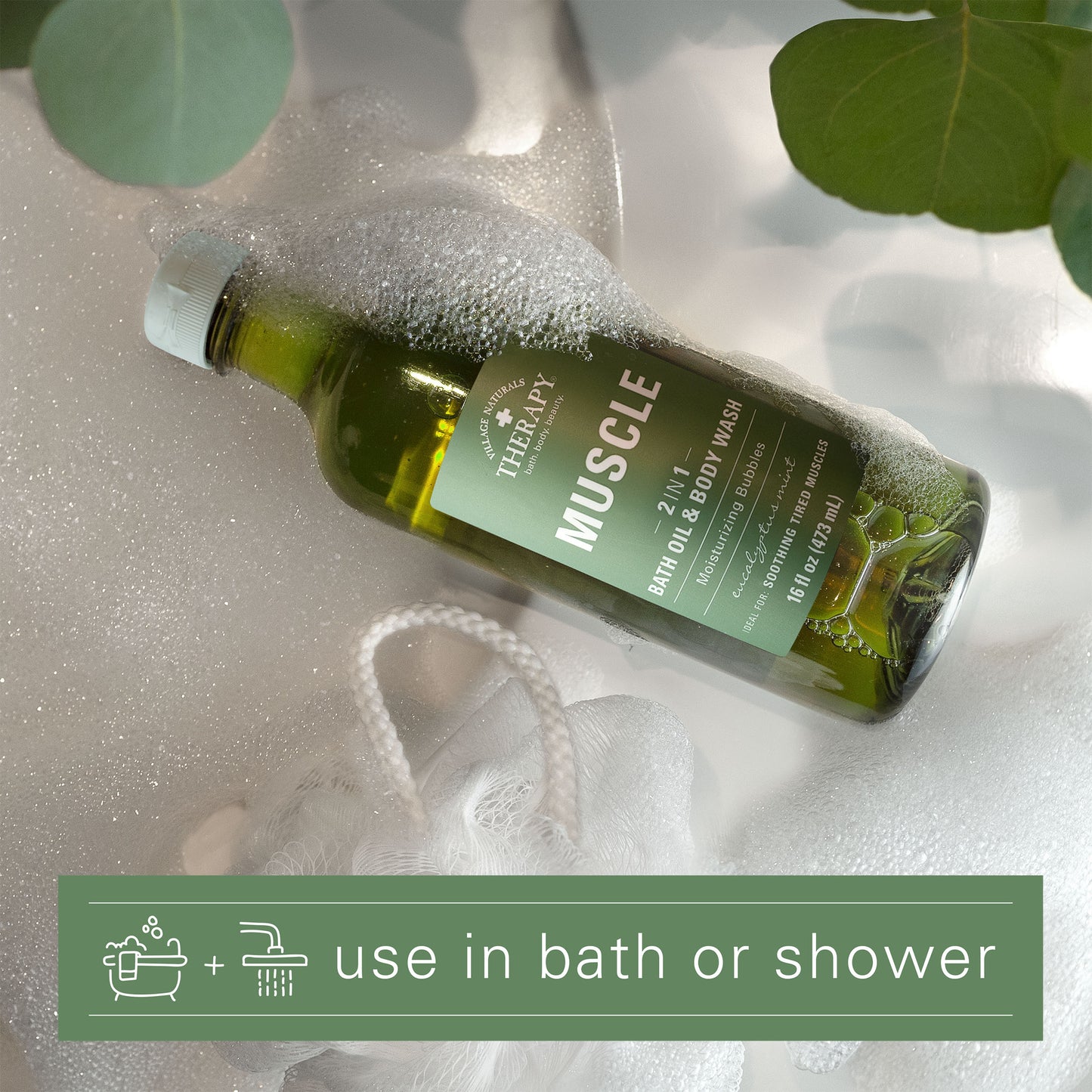 Village Naturals Therapy Muscle Relief Foaming Bath Oil & Body Wash
