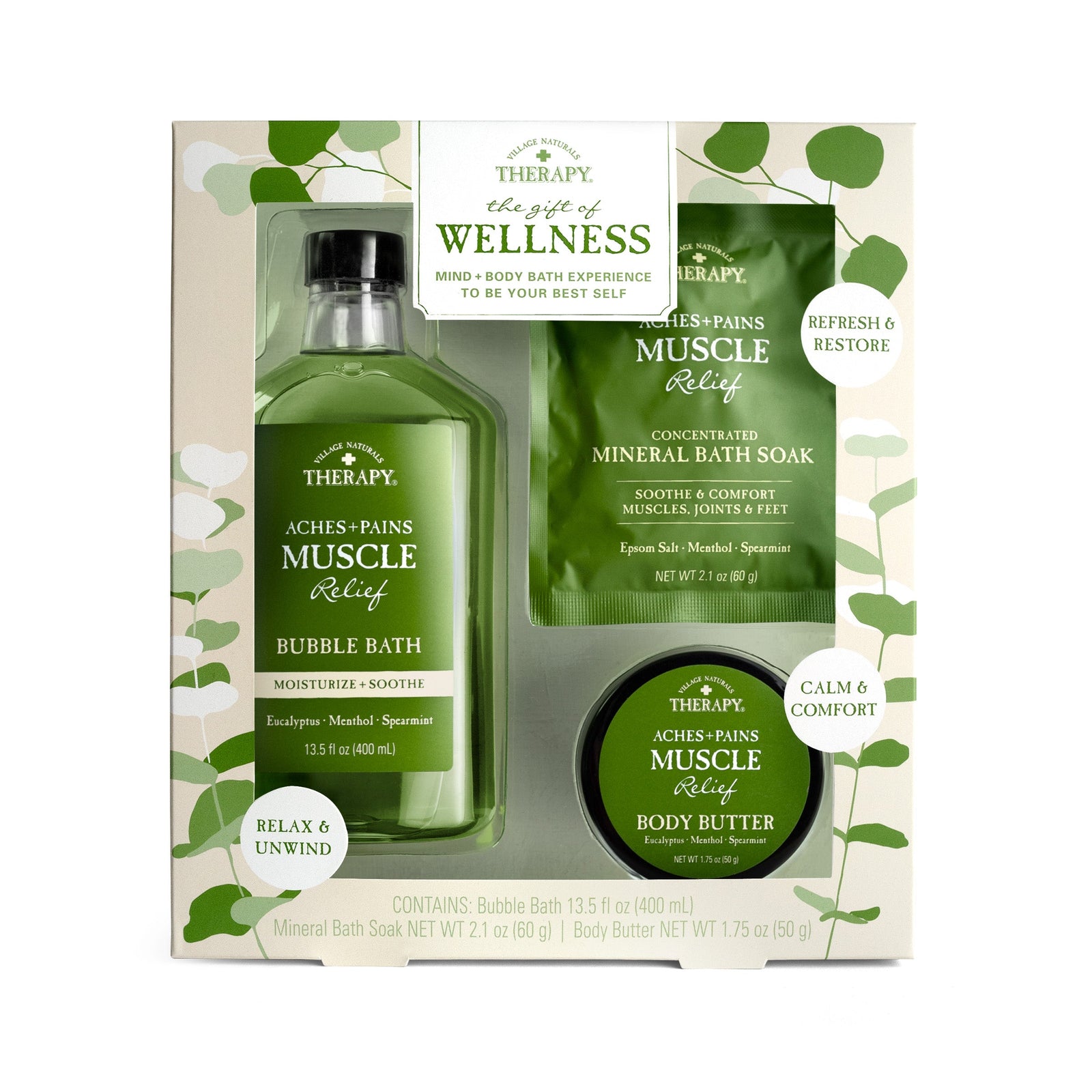 Village Naturals Therapy Products Muscle Relief Wellness Gift Set