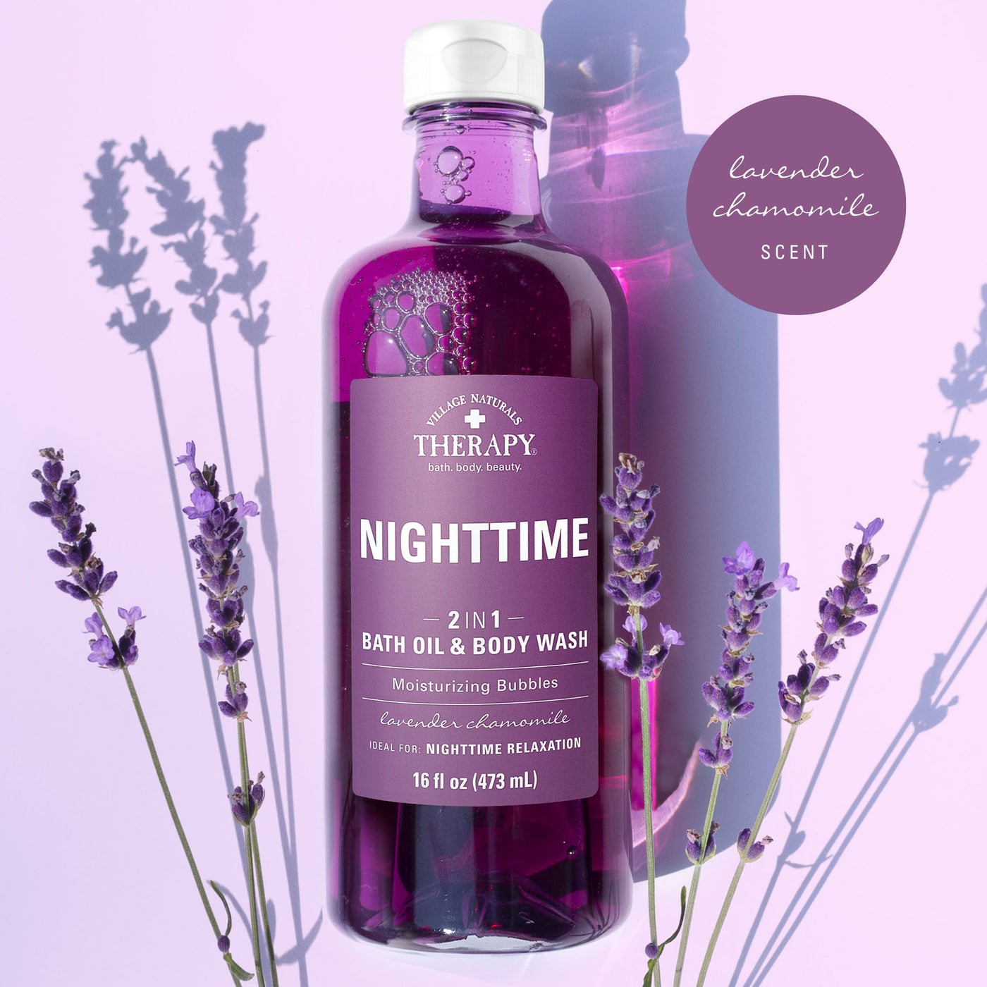 Village Naturals Therapy Nighttime 2 in 1  Foaming Bath Oil & Body Wash