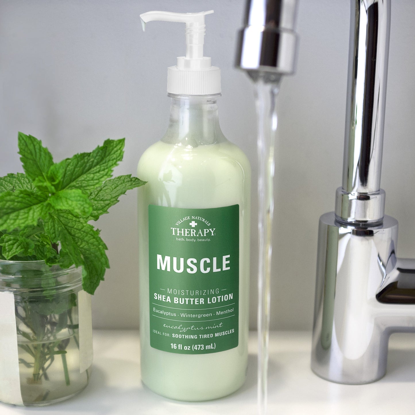 Village Naturals Therapy Muscle Moisturizing Shea Butter Lotion Eucalyptus Mint