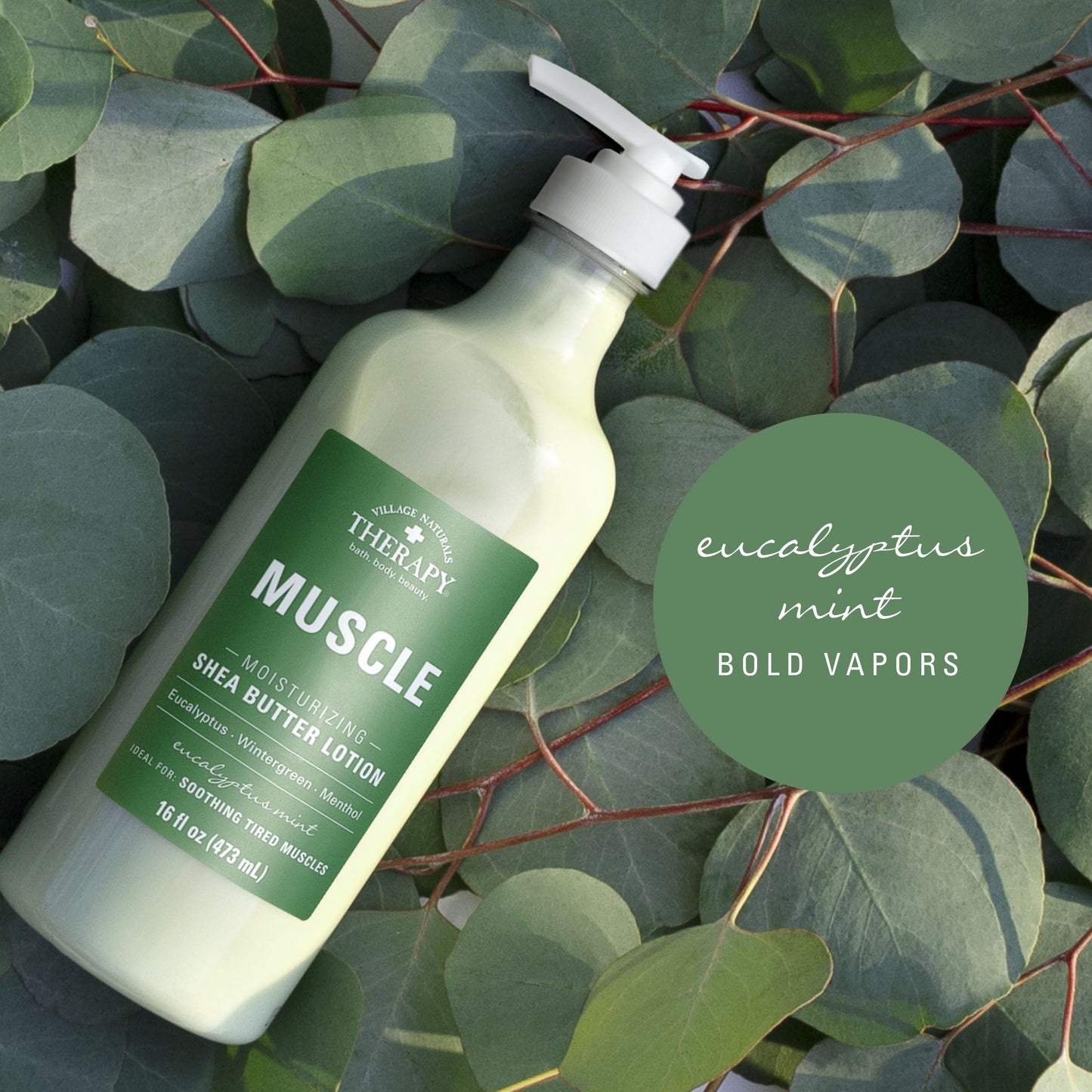 Village Naturals Therapy Muscle Moisturizing Shea Butter Lotion Eucalyptus Mint
