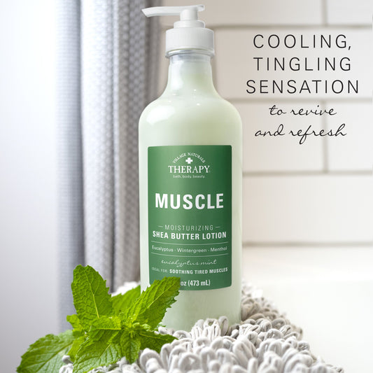 Village Naturals Therapy Muscle Moisturizing Shea Butter Lotion Eucalyptus Mint
