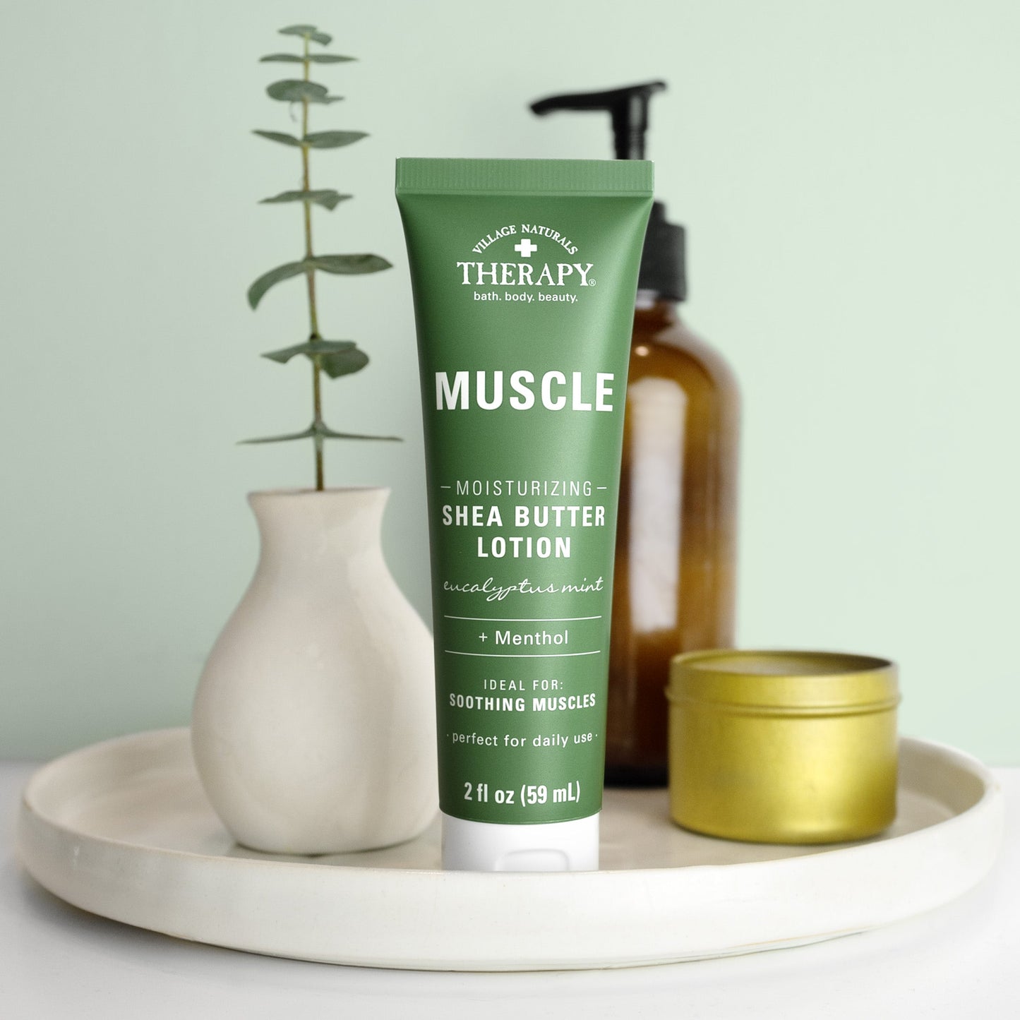 Village Naturals Therapy Muscle Moisturizing Shea Butter Lotion Eucalyptus Mint