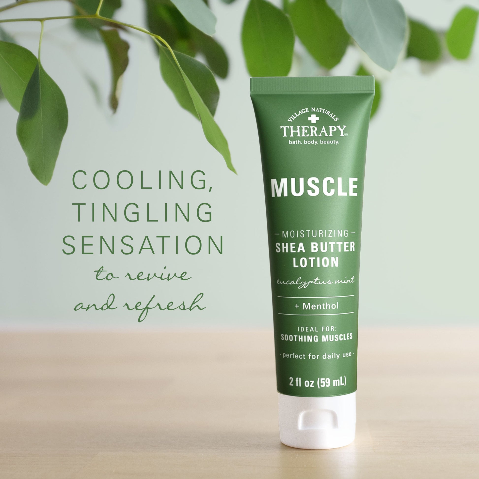 Village Naturals Therapy Muscle Moisturizing Shea Butter Lotion Eucalyptus Mint